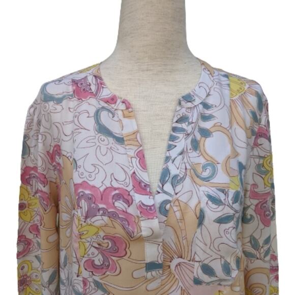 Anthropologie Maeve Floral Long Sleeve Blouse 6 - Picture 2 of 9